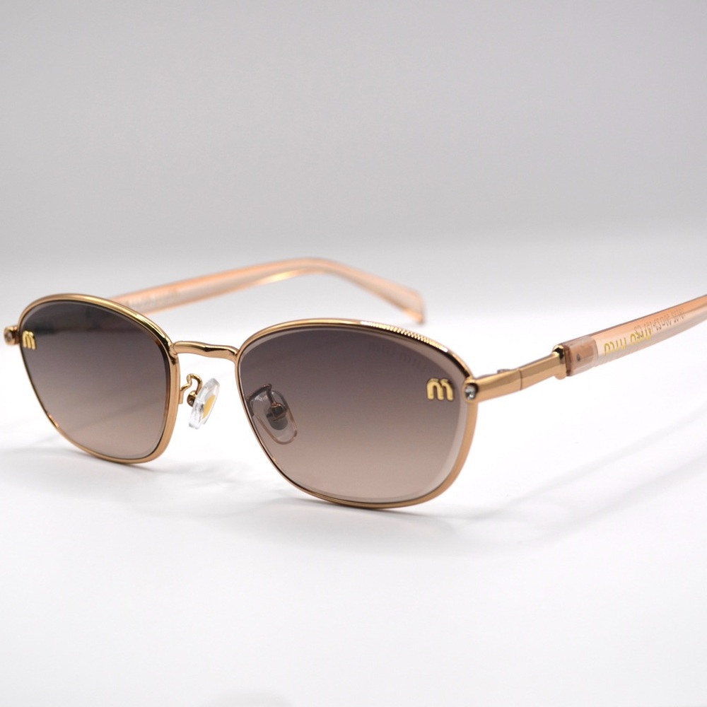 MIU MIU Women’s Metal Sunglasses | Gold & Nude | Brown Gradient Lenses | New - Picture 10 of 16